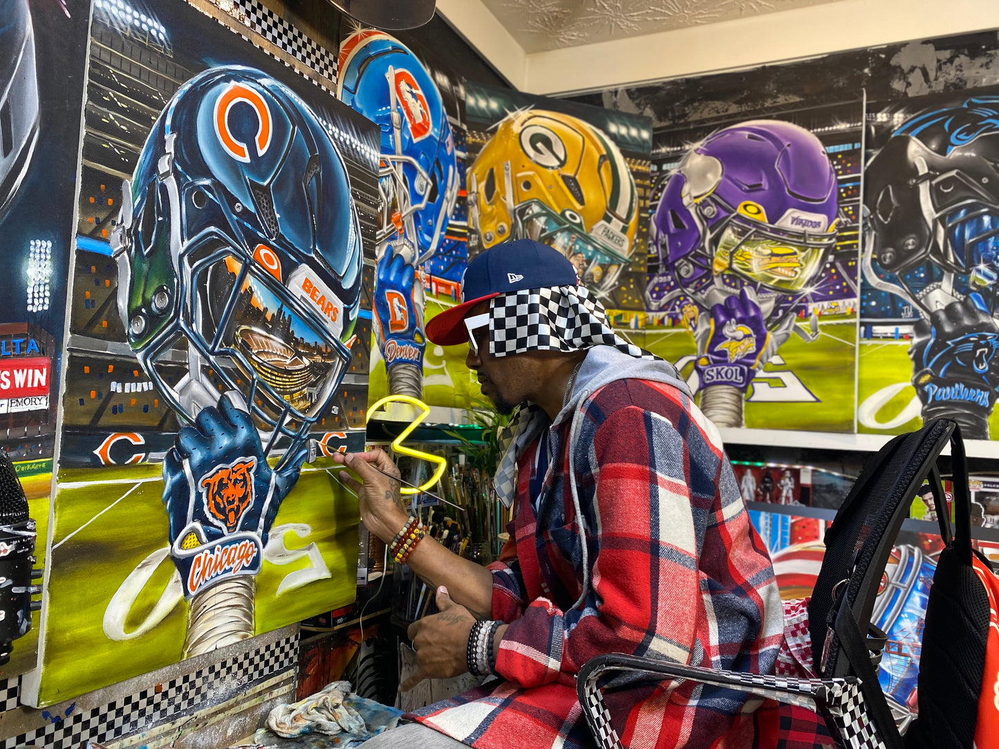 DA BEARS Chicago by Jeremy Worst 2025 Sports Football Canvas Print Artwork helmet Nfl Football