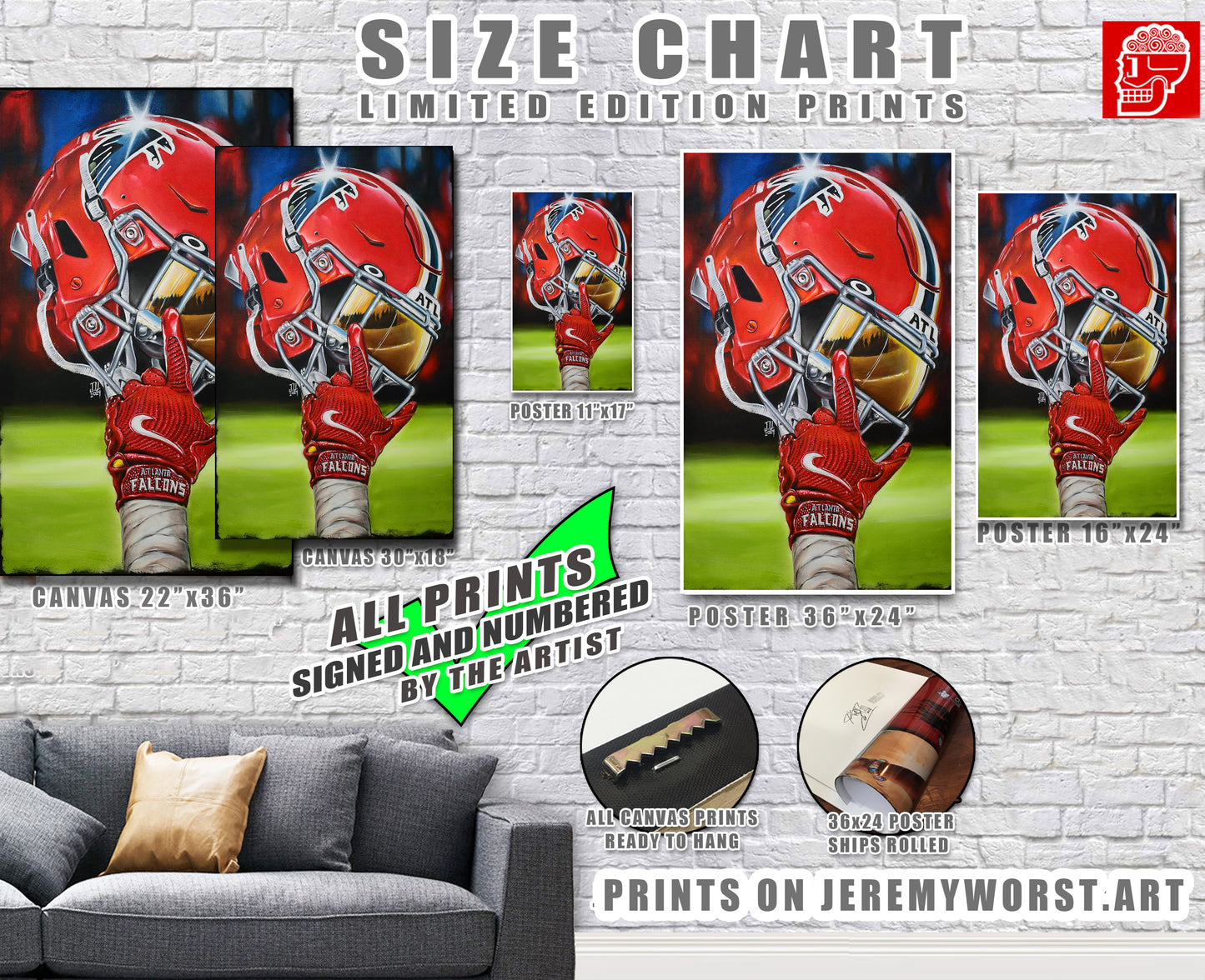 Buccaneers by Jeremy Worst TAMPA BAY Artwork Wall Art Poster Canvas NFL
