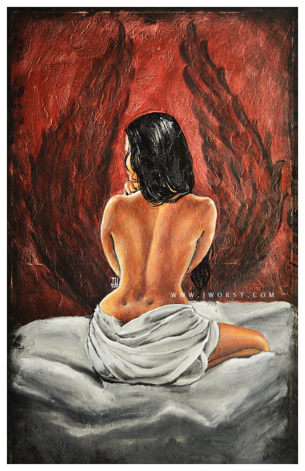 JEREMY WORST Wings Fairy sexy girl back open legs Artwork Signed Print sketch nsfw star tattoo wall art nude seduce seductive anime
