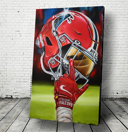 JEREMY WORST Atlanta Falcons 2024 RISE UP Dirty Birds Painting sports Canvas Print Artwork helmet Nfl