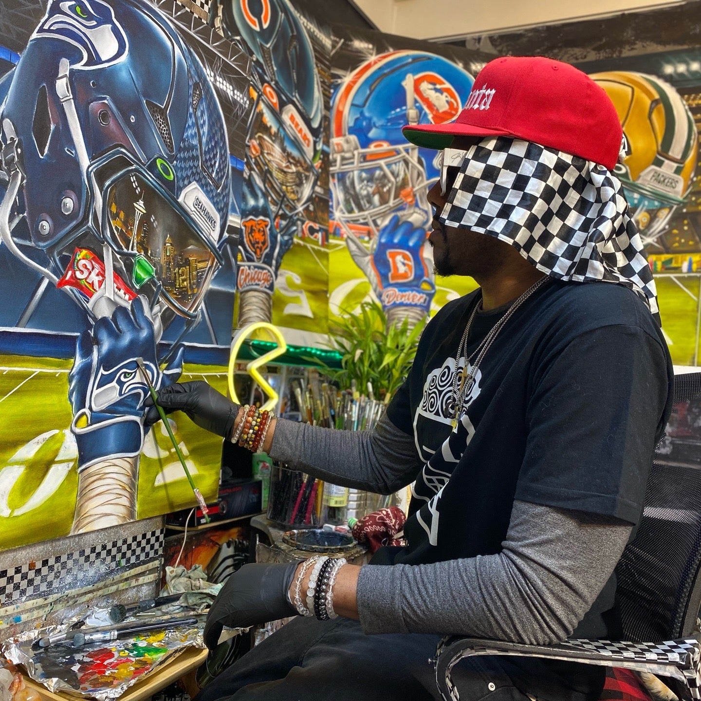 Seattle Seahawks by Jeremy Worst 2025 Sports Football Canvas Print Artwork helmet Nfl Football