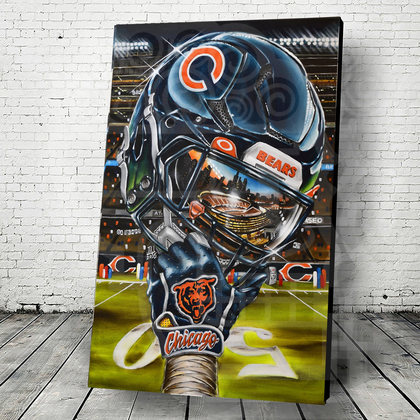 DA BEARS Chicago by Jeremy Worst 2025 Sports Football Canvas Print Artwork helmet Nfl Football