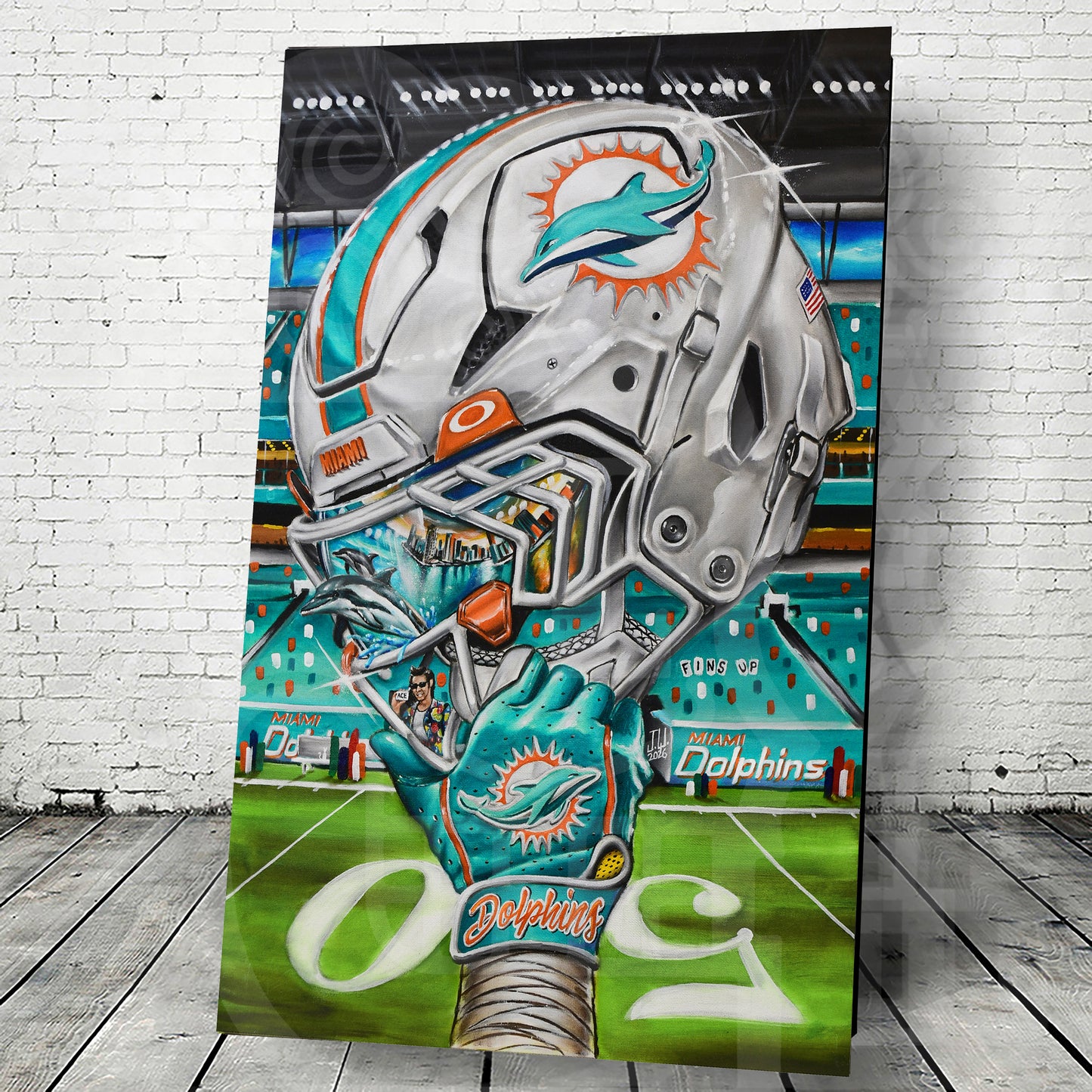 Phins by Jeremy Worst 2026 Sports Football Canvas Print Artwork helmet Nfl Football