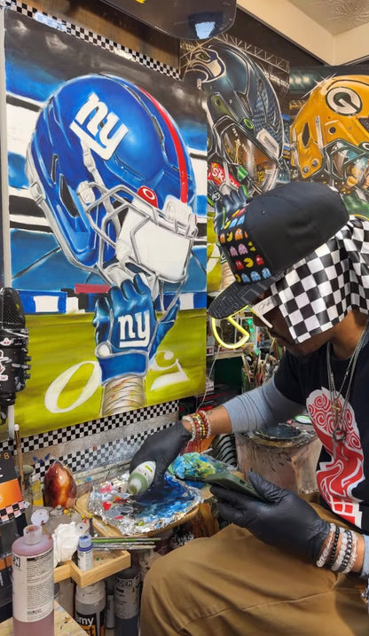 NY Giants by Jeremy Worst 2025 Sports Football Canvas Print Artwork helmet Nfl Football