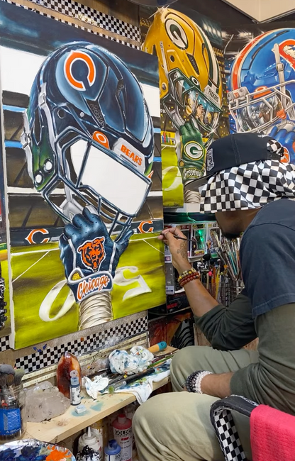 DA BEARS Chicago by Jeremy Worst 2025 Sports Football Canvas Print Artwork helmet Nfl Football