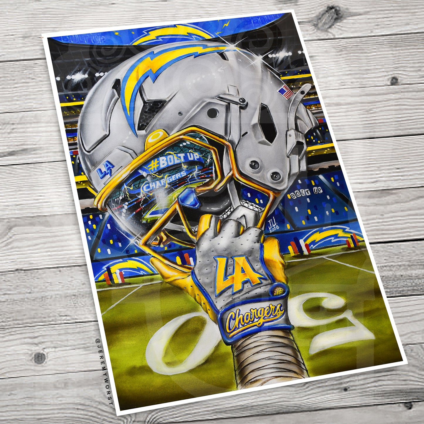 Chargers by Jeremy Worst 2026 Sports Football Canvas Print Artwork helmet Nfl Football1)