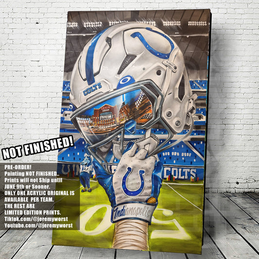 Colts by Jeremy Worst 2026 Sports Football Canvas Print Artwork helmet Nfl Football