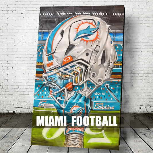 Phins by Jeremy Worst 2025 Sports Football Canvas Print Artwork helmet Nfl Football