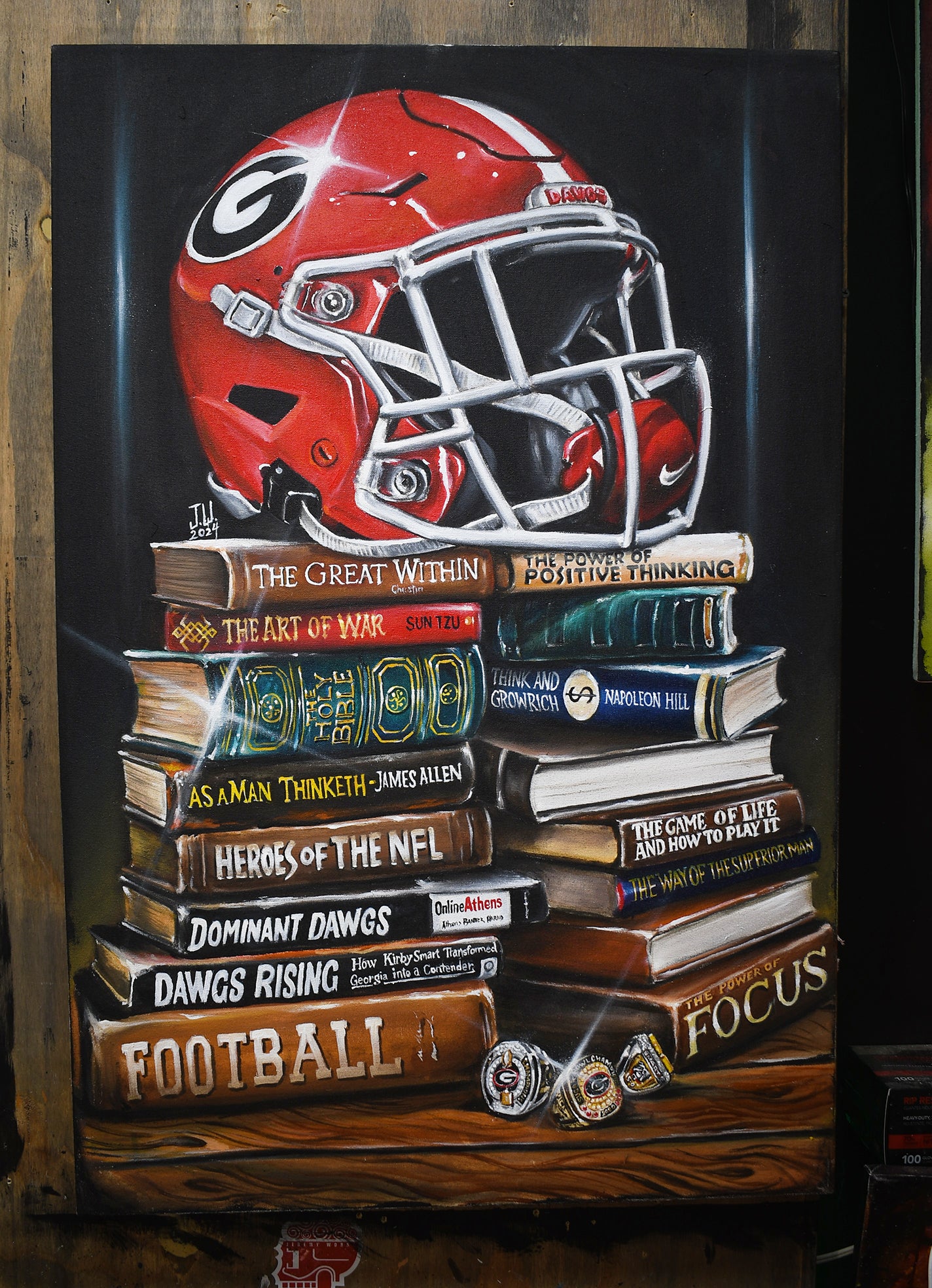 Go Dawgs Georgia Bulldogs 2024 Acrylic Painting sports Canvas Print Artwork helmet sec College football Wall Decor