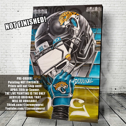DUUUVAL JAGS by Jeremy Worst 2025 Sports Football Canvas Print Artwork helmet Nfl Football
