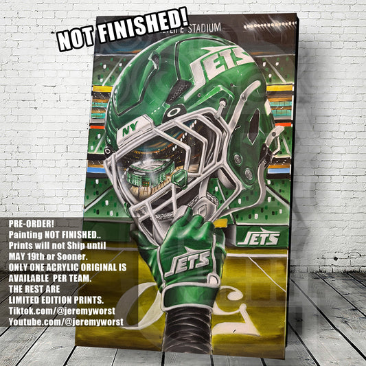 Jets by Jeremy Worst 2025 Sports Football Canvas Print Artwork helmet Nfl Football