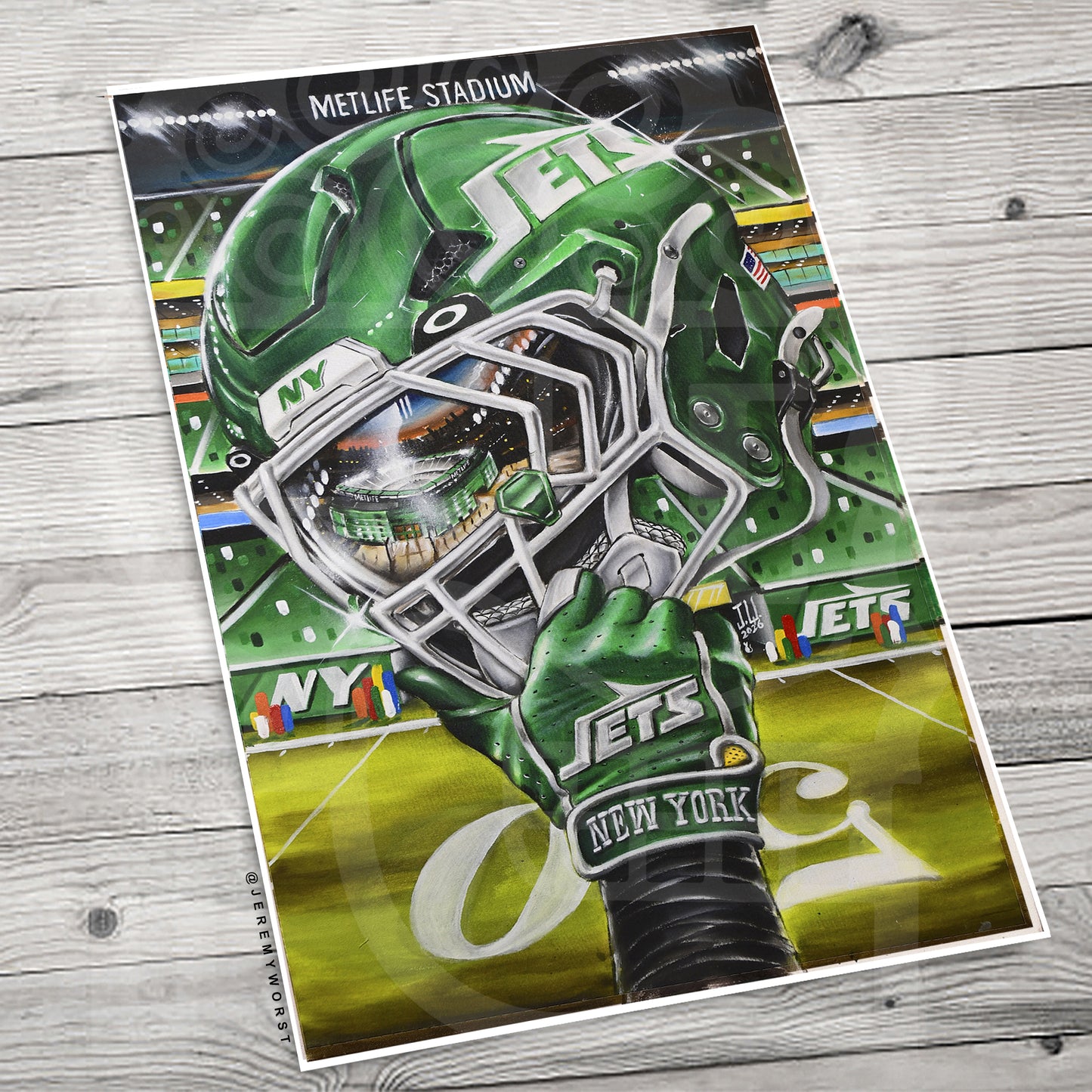 Jets by Jeremy Worst 2025 Sports Football Canvas Print Artwork helmet Nfl Football