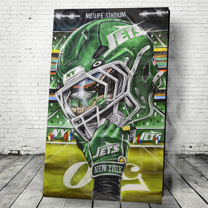 Jets by Jeremy Worst 2025 Sports Football Canvas Print Artwork helmet Nfl Football