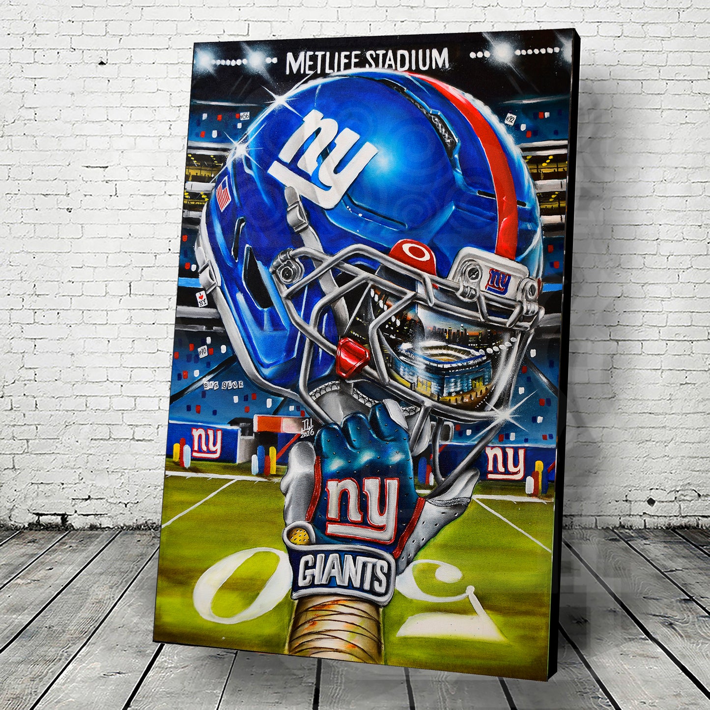 NY Giants by Jeremy Worst 2025 Sports Football Canvas Print Artwork helmet Nfl Football