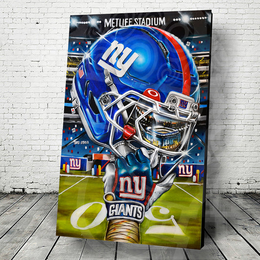 NY Giants by Jeremy Worst 2025 Sports Football Canvas Print Artwork helmet Nfl Football