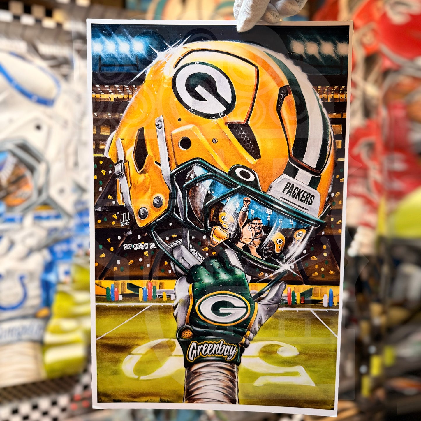 Greenbay Go Pack Go by Jeremy Worst 2025 Sports Football Canvas Print Artwork helmet Nfl Football