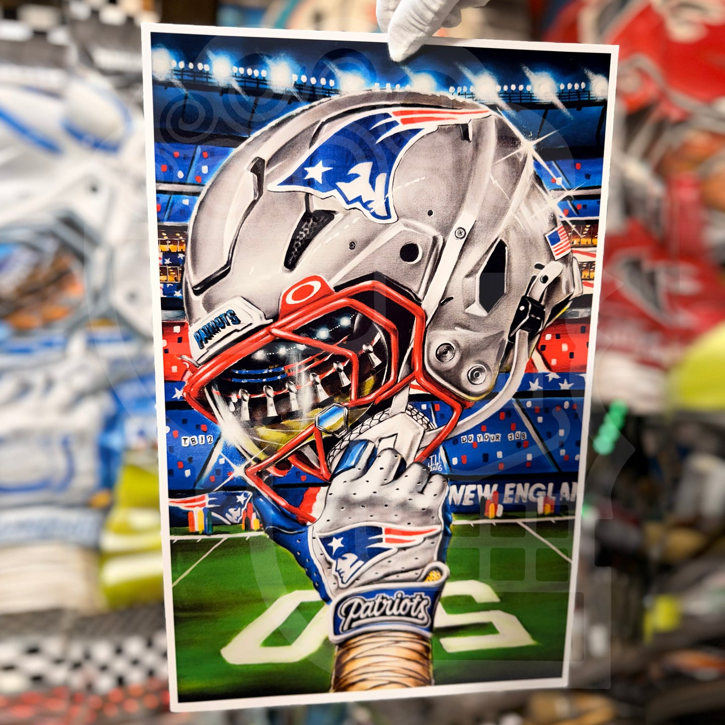 Patriots  by Jeremy Worst 2026 Sports Football Canvas Print Artwork helmet Nfl Football