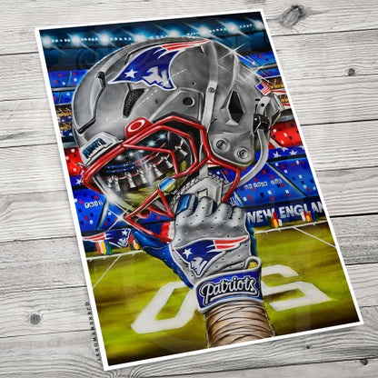 NEW ENGLAND PATRIOTS by Jeremy Worst 2026 Sports Football Canvas Print Artwork helmet Nfl Football