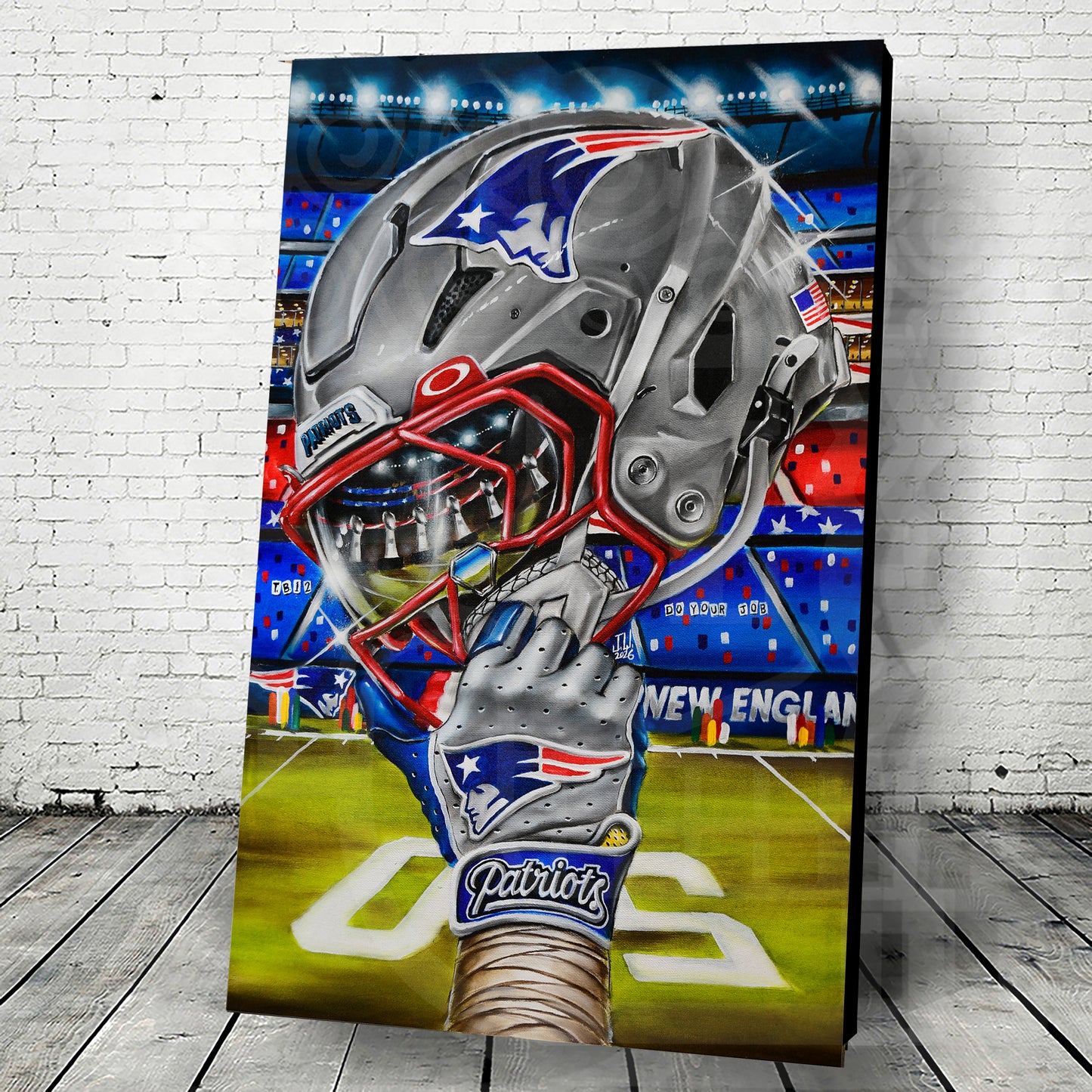 NEW ENGLAND PATRIOTS by Jeremy Worst 2026 Sports Football Canvas Print Artwork helmet Nfl Football
