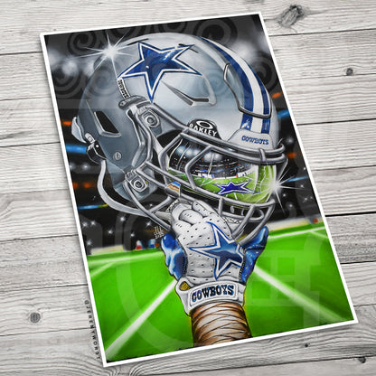 Cowboys 2024 Painting sports Canvas Print Artwork helmet Nfl Football