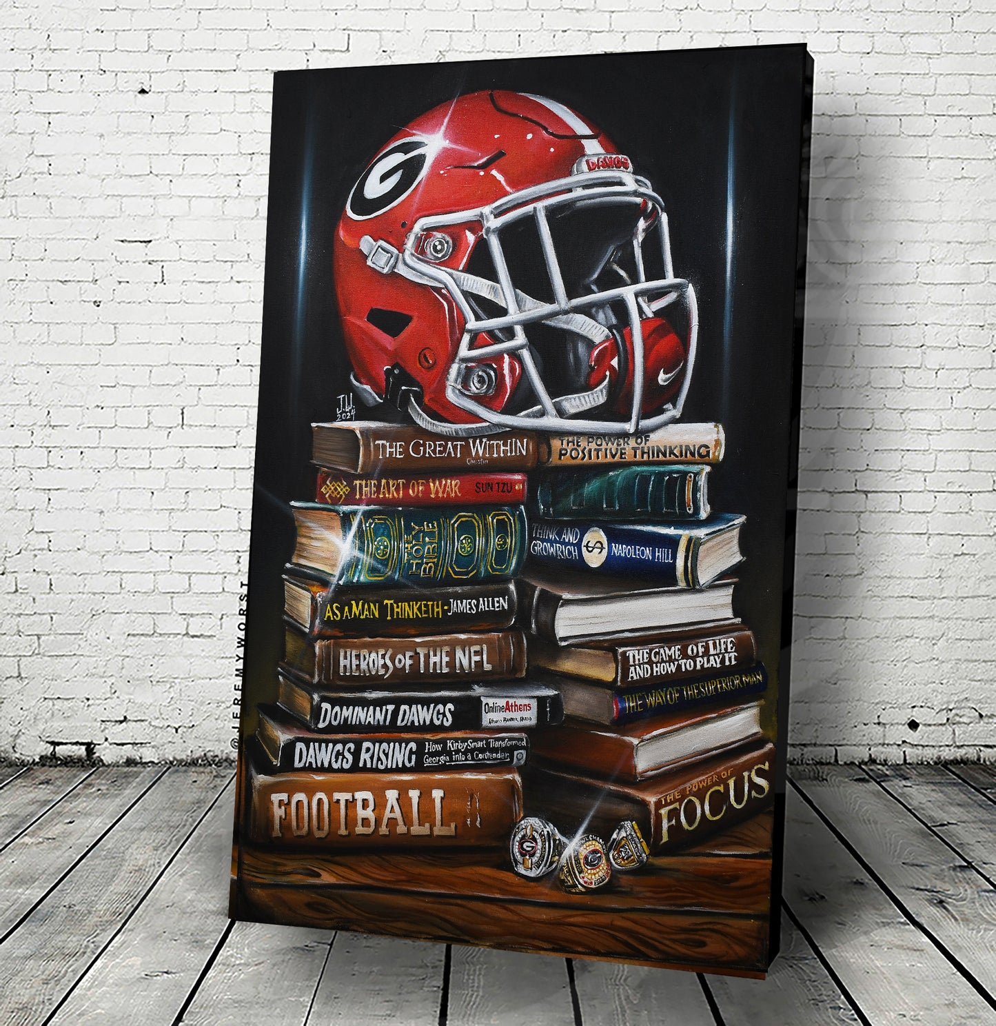 Go Dawgs Georgia Bulldogs 2024 Acrylic Painting sports Canvas Print Artwork helmet sec College football Wall Decor