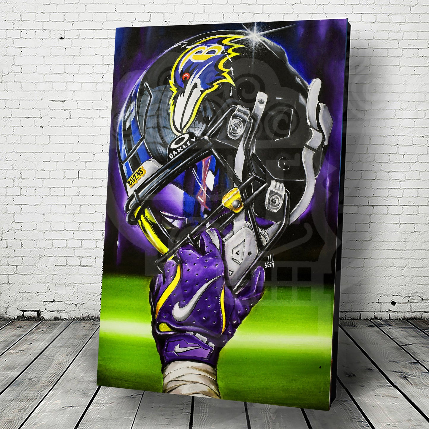 Ravens 2024 Painting sports Canvas Print Artwork helmet Nfl Football