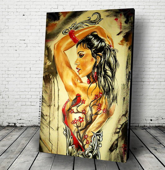 JEREMY WORST Cherry Blossom tree tattoo bird sexy Original Artwork Signed fine art Print 1 amazing cool stuff  anime nsfw sticker