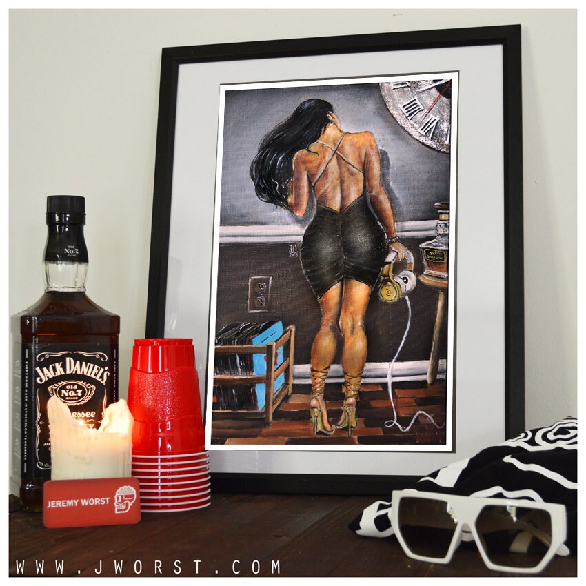 JEREMY WORST Go Dj 2 girl Artwork Signed Poster alcohol Print poster sizes fashion sexy woman nsfw twitch streamer jewelry