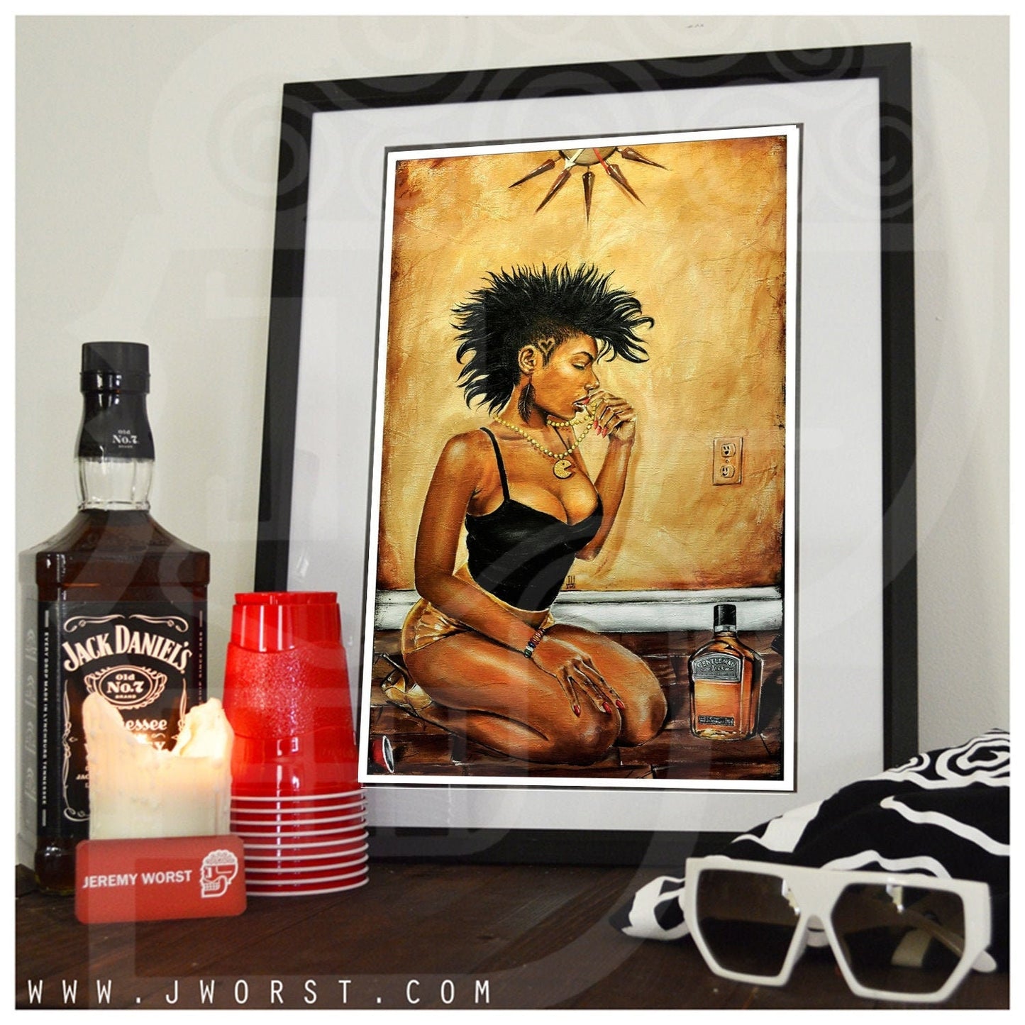 JEREMY WORST Thirsty Original Artwork Signed fineart Print nsfw jewelry canvas wall art numbian queen mother african woman sexy africa egypt