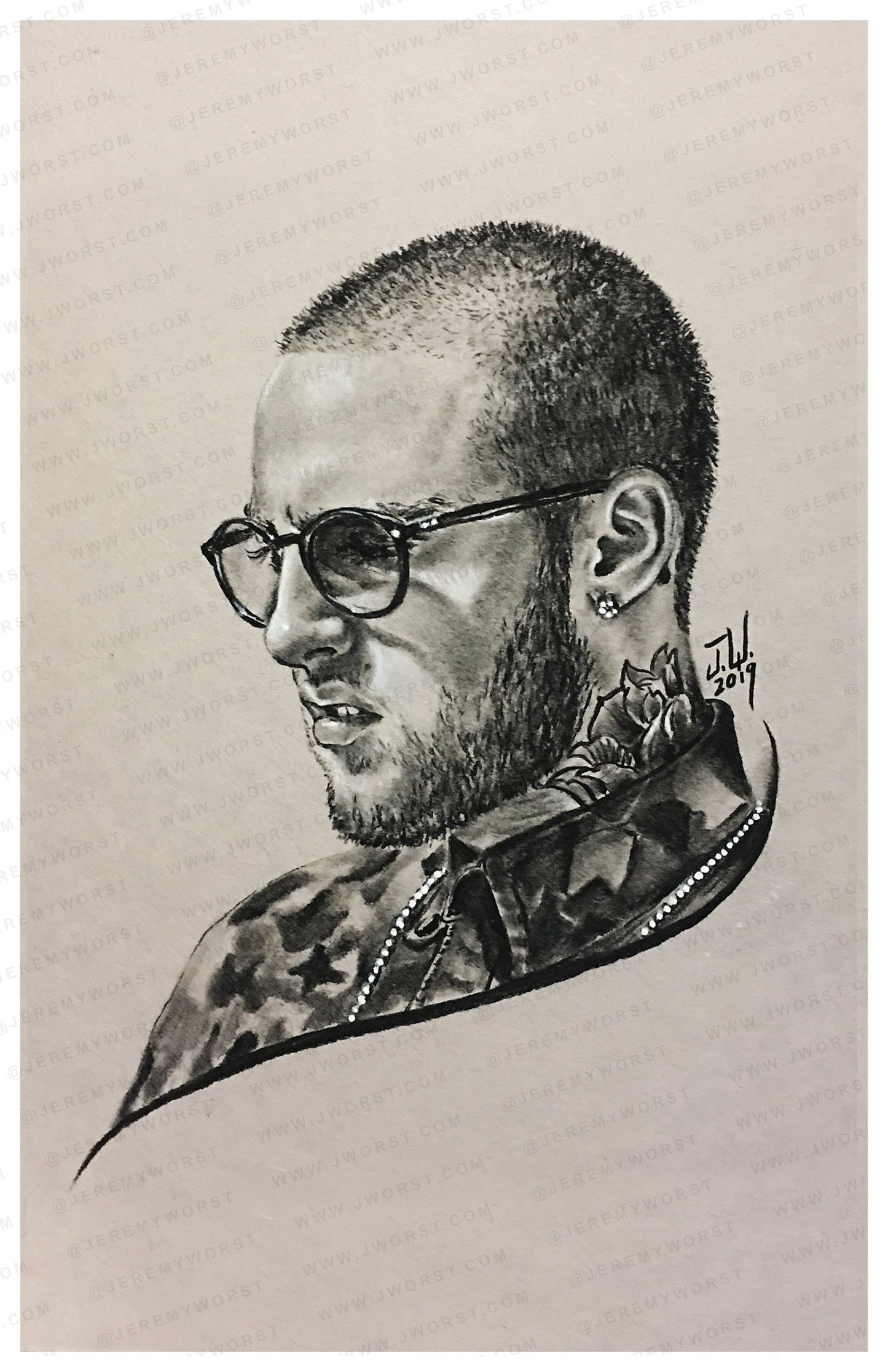 MAC MILLER Sketch by Jeremy Worst Hip hop Rip legend artwork sad macmiller sticker nsfw design print charcoal sketch original tattoo idea