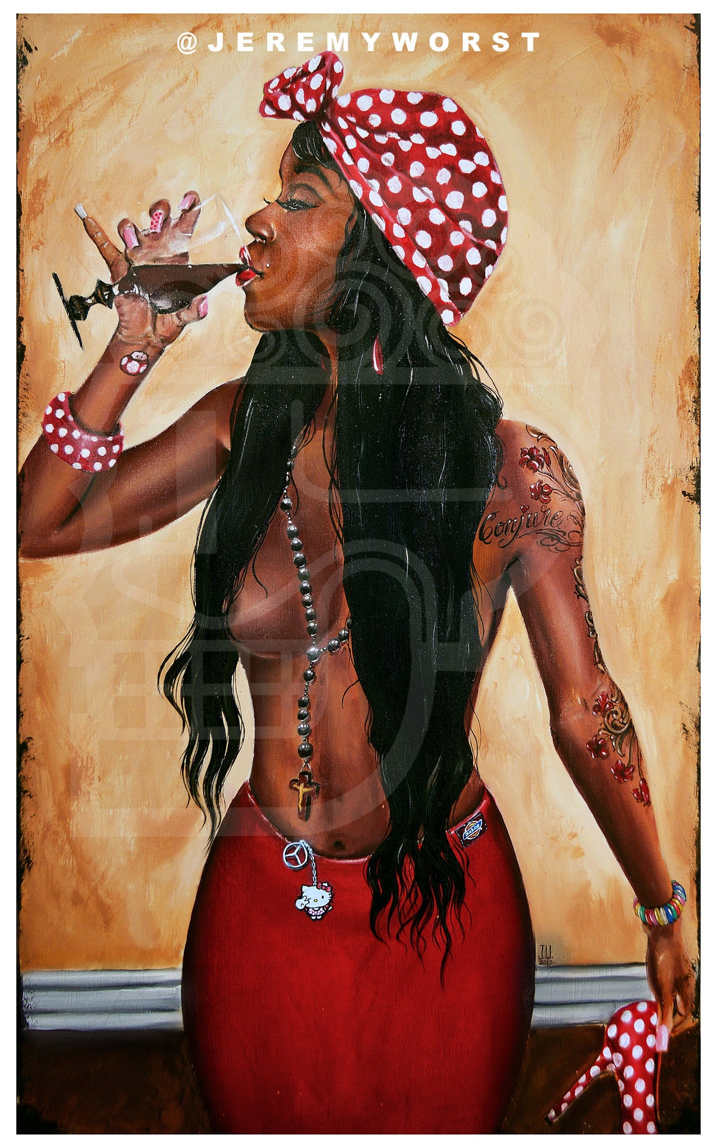 JEREMY WORST #1 Commission Custom Pinup Artist Original Acrylic The Best Traditional Painting Canvas woman girl pop artwork urban custom size oil portrait sexy Style