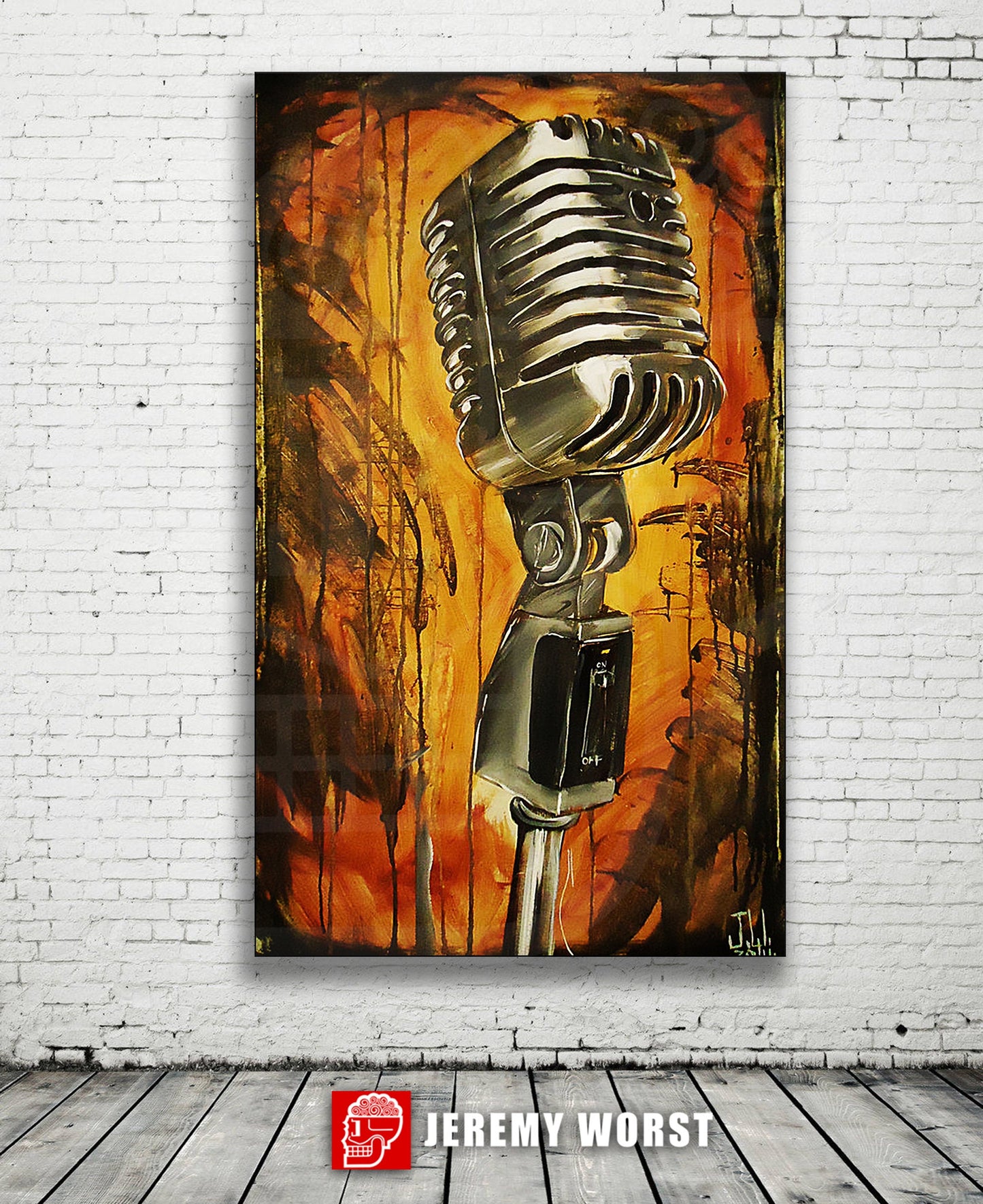 NEW MIC Canvas Print of Painting rap hiphop urban rock music abstract colorful microphone android case sticker Yellow red abstract artwork