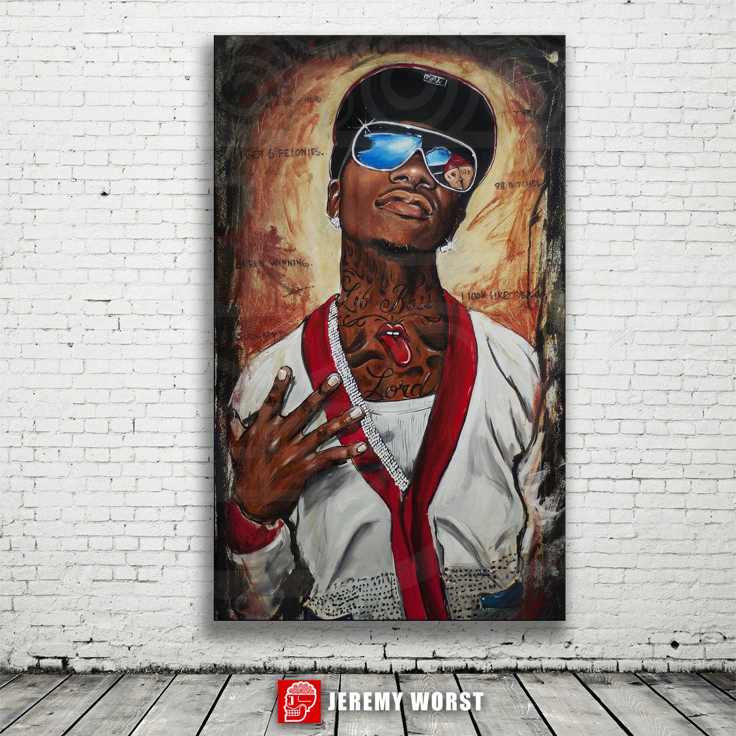 JEREMY WORST Lil B The Based God Original Artwork Signed Fine Art Print canvas painting sexy task force thank you based god sticker poster