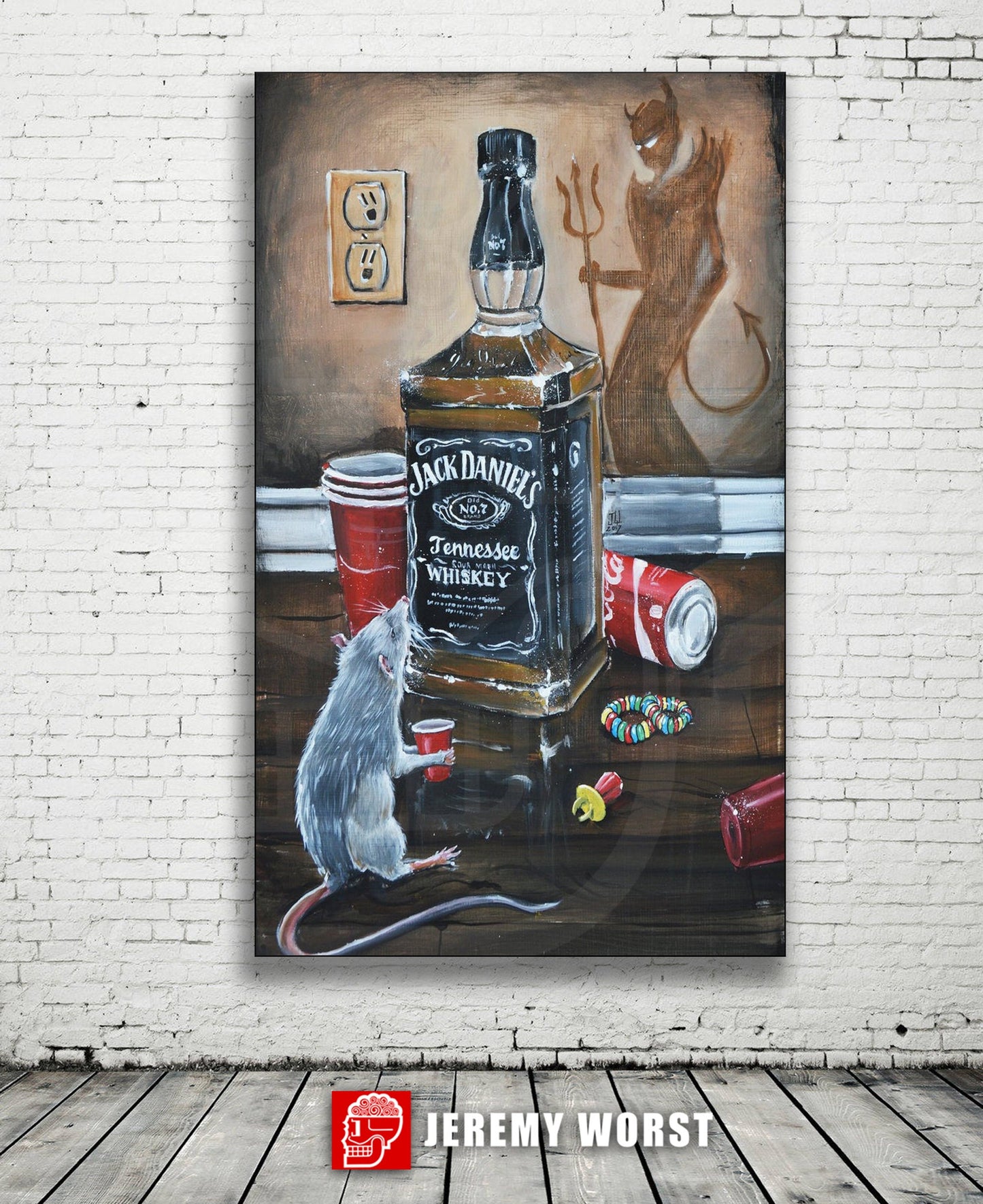 JEREMY WORST Devil's Choice Jack Whiskey Poster Canvas Wall alcohol Art Painting Decanter Bottle Barrel Bourbon nsfw xvideo cocktail wine