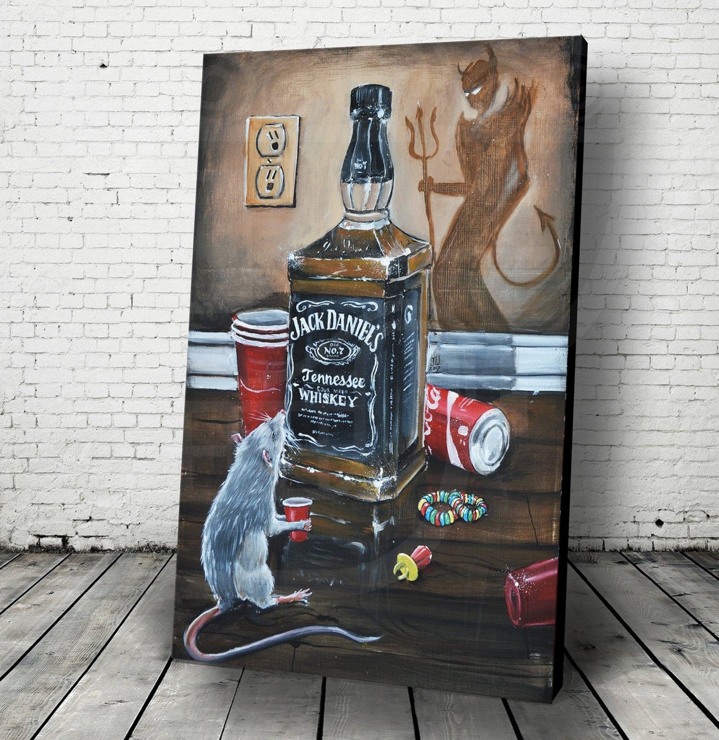 JEREMY WORST Devil's Choice Jack Whiskey Poster Canvas Wall alcohol Art Painting Decanter Bottle Barrel Bourbon nsfw xvideo cocktail wine