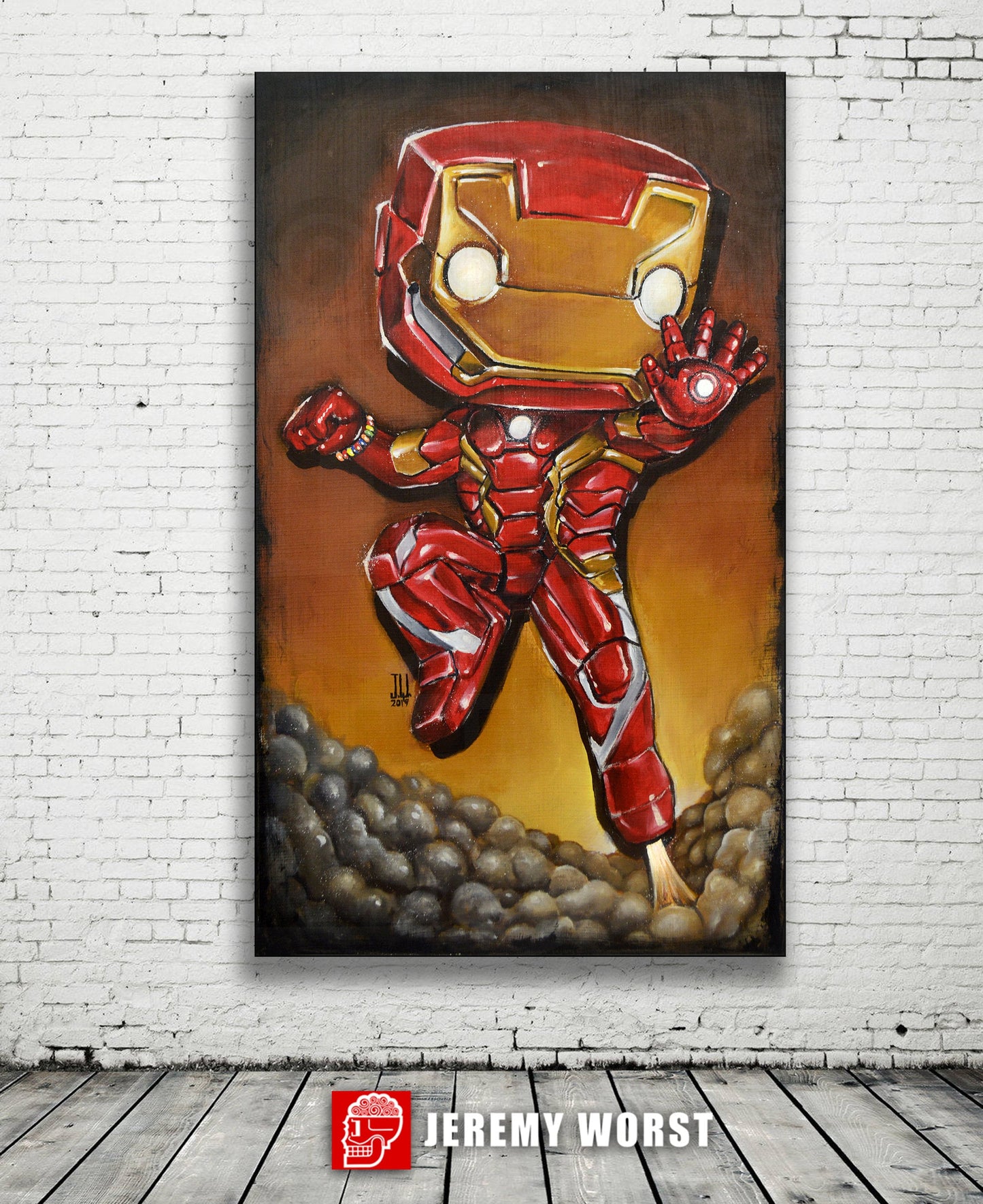 I am IRON POP MAN Jeremy Worst tony start avengers marvel comics painting fan art armor suit red gold original custom  anime f anime