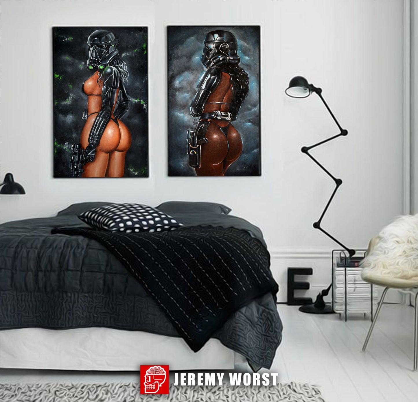 JEREMY WORST "Frohawk afro urban black girl power strong motivational relaxing look profile artwork wall decor wall art