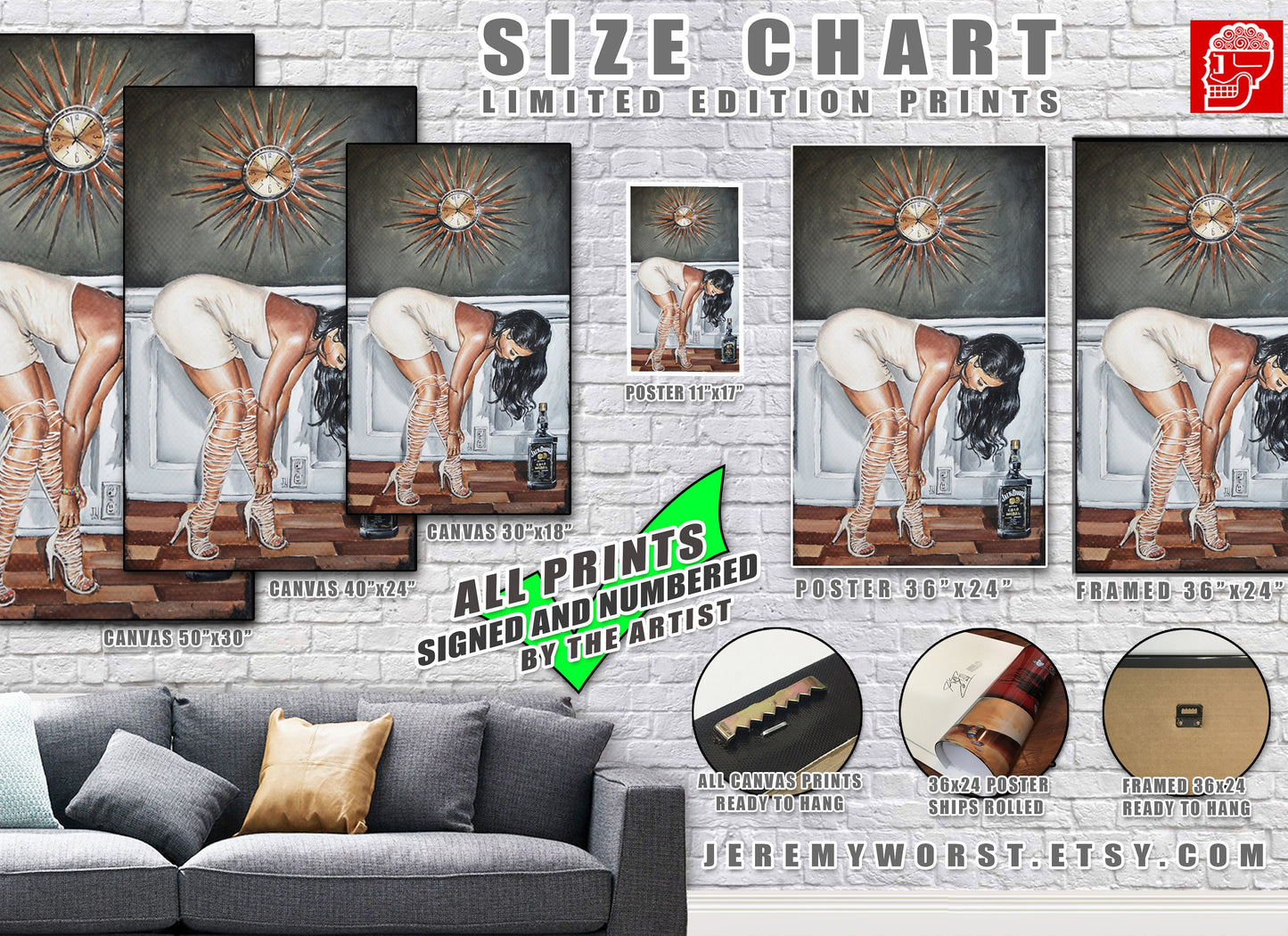 JEREMY WORST "Hero Within" Sexy African Super Hero Woman Nubian Queen Black Girl Canvas wall Art NSFW scarf Decor abstract Urban Street