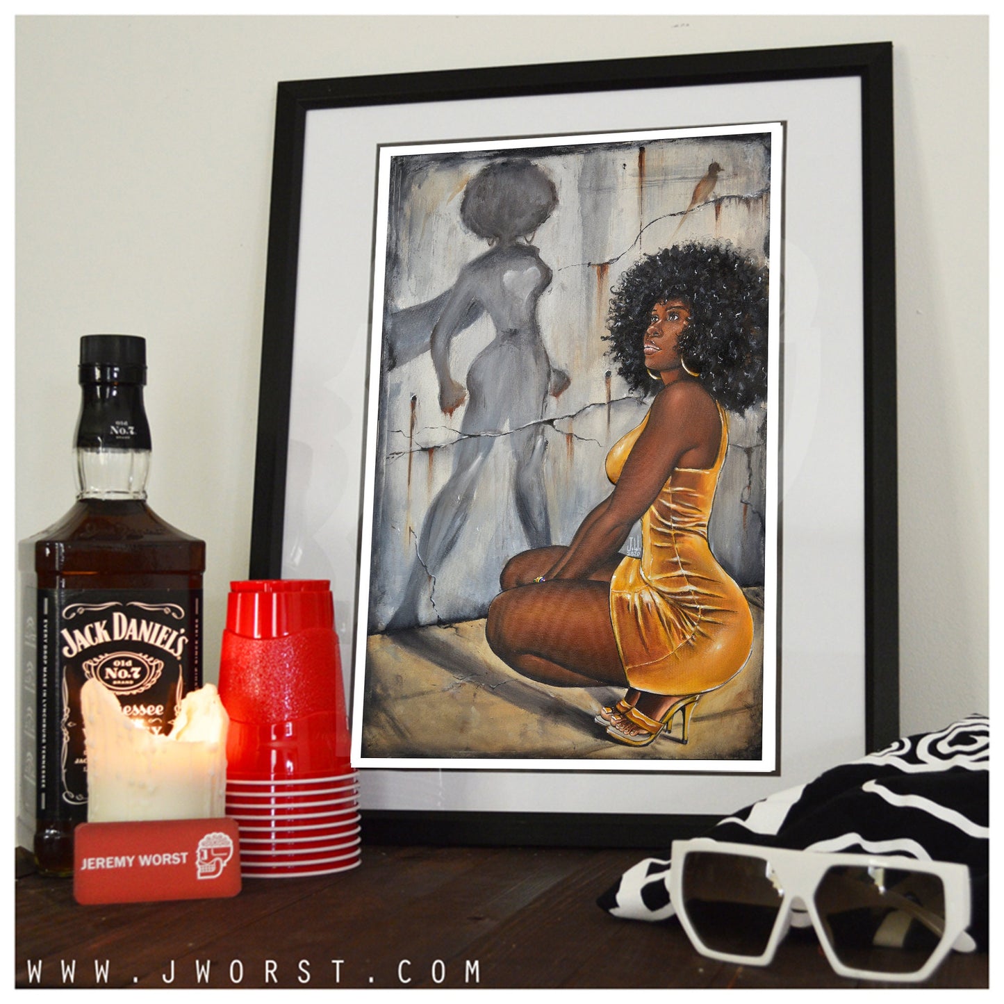 JEREMY WORST "Hero Within" Sexy African Super Hero Woman Nubian Queen Black Girl Canvas wall Art NSFW scarf Decor abstract Urban Street