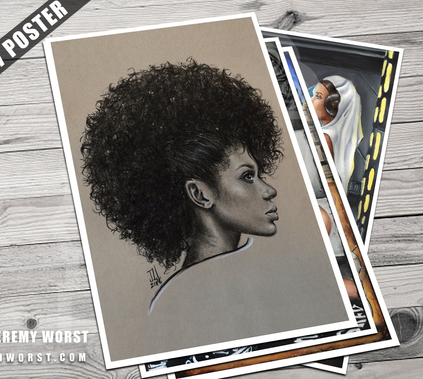 JEREMY WORST "Frohawk afro urban black girl power strong motivational relaxing look profile artwork wall decor wall art