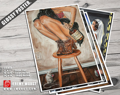 JEREMY WORST Rats Its Hen Signed Fine Art Print Original artwork sexy legs fashion boots style modern