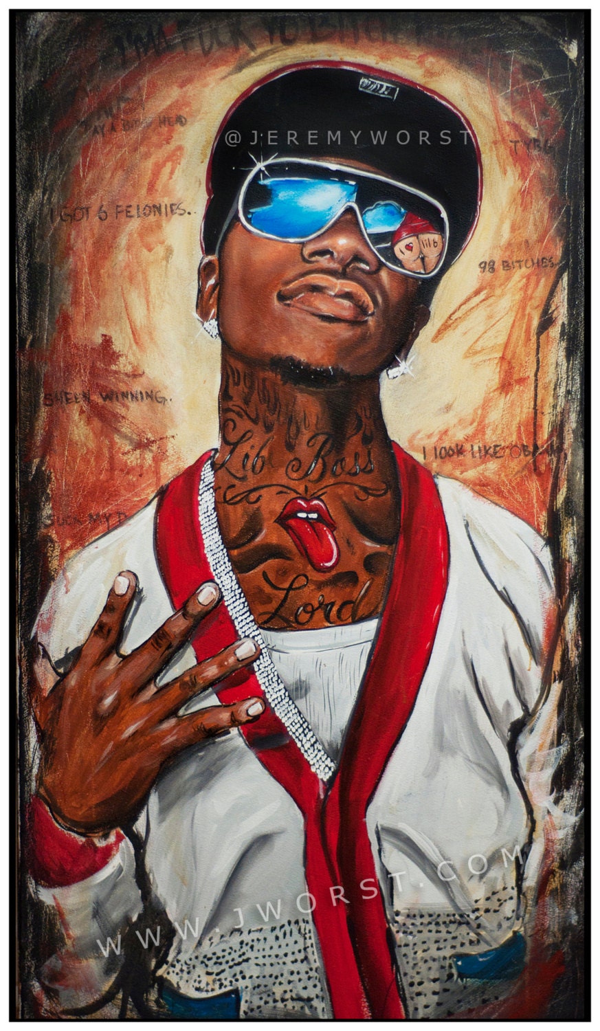 JEREMY WORST Lil B The Based God Original Artwork Signed Fine Art Print canvas painting sexy task force thank you based god sticker poster