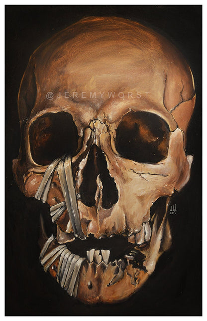 JEREMY WORST Skull 2015 Canvas print skulls zombie painting Artwork Signed large poster dark Gothic grunge creepy scary walking dead edm sex