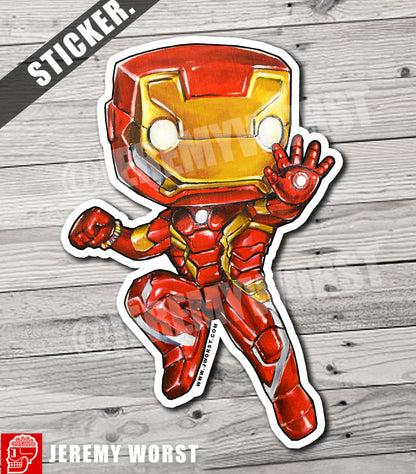 I am IRON POP MAN Jeremy Worst tony start avengers marvel comics painting fan art armor suit red gold original custom  anime f anime