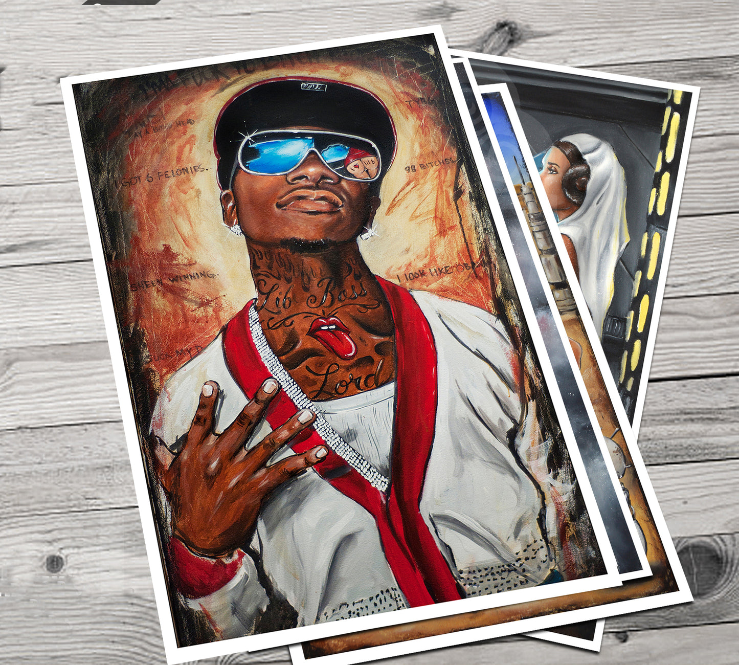 JEREMY WORST Lil B The Based God Original Artwork Signed Fine Art Print canvas painting sexy task force thank you based god sticker poster